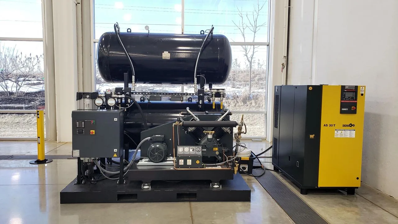 Air compressor system with nitrogen tank set up